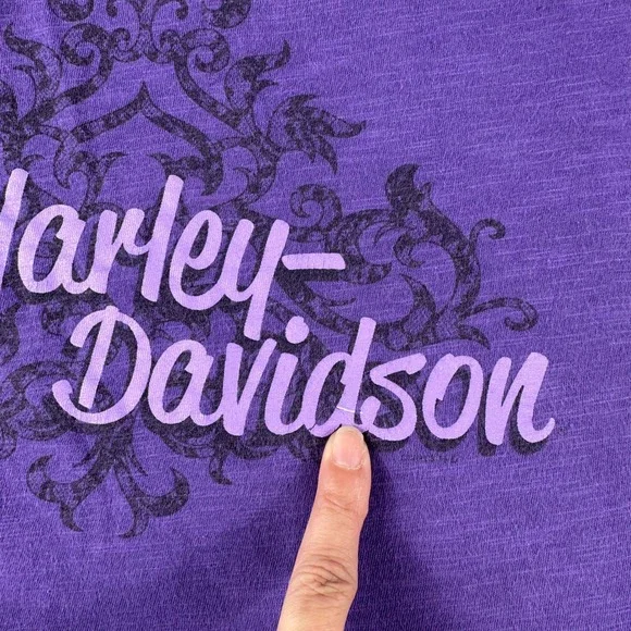 Harley Davidson T-Shirt Women XL Purple Biker Graphic Americana - Picture 7 of 8